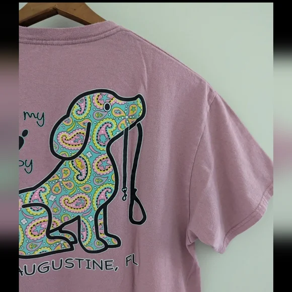 St. Augustine Florida Beach Pup I LOVE MY PUPPY T Shirt WOMENS M Dusty Rose Dog - Picture 3 of 9